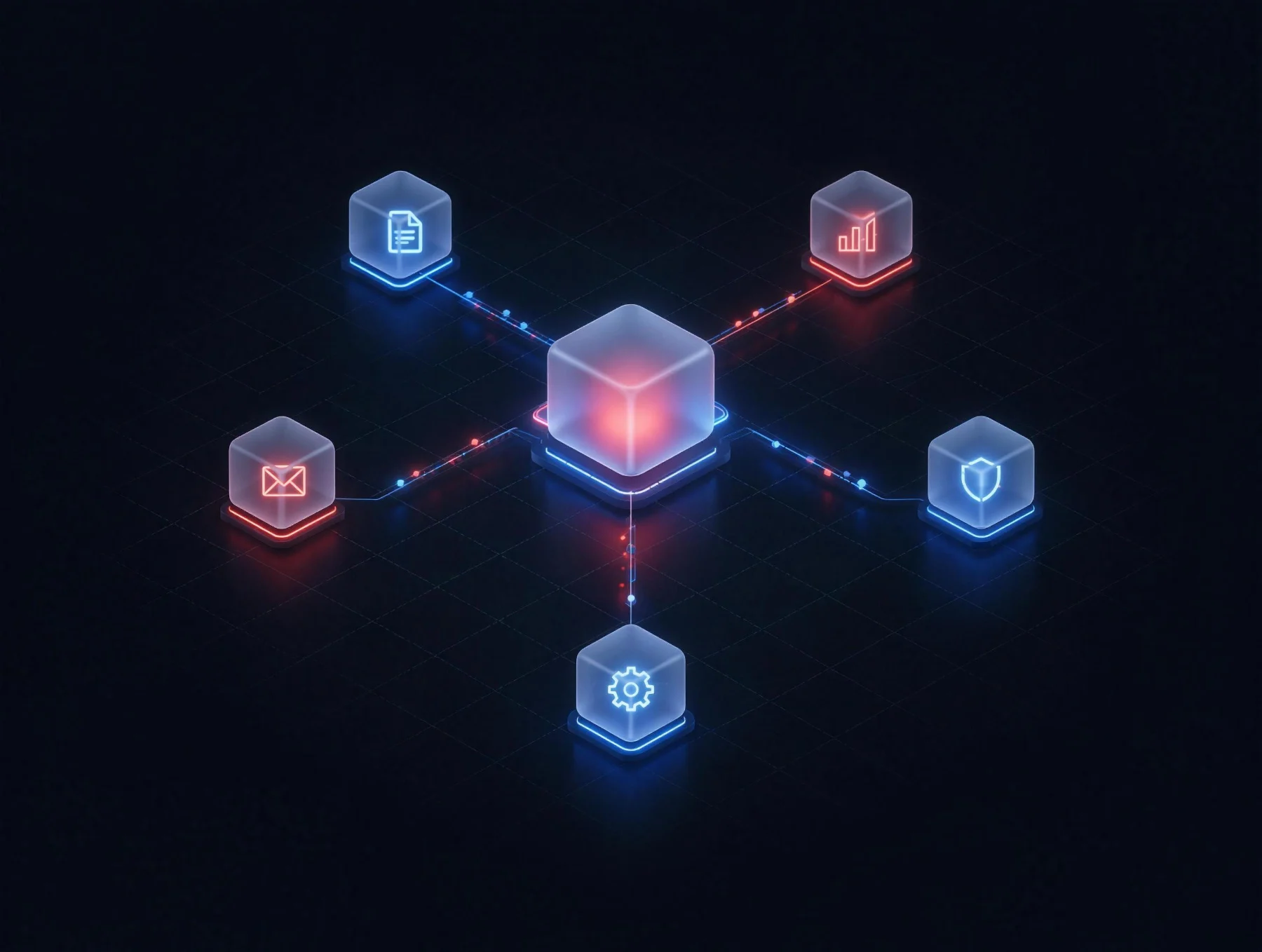 Network of specialist AI agents connected to a central hub